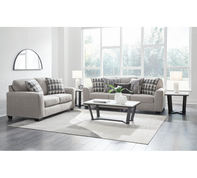Avenal Park Sofa and Loveseat - Flannel