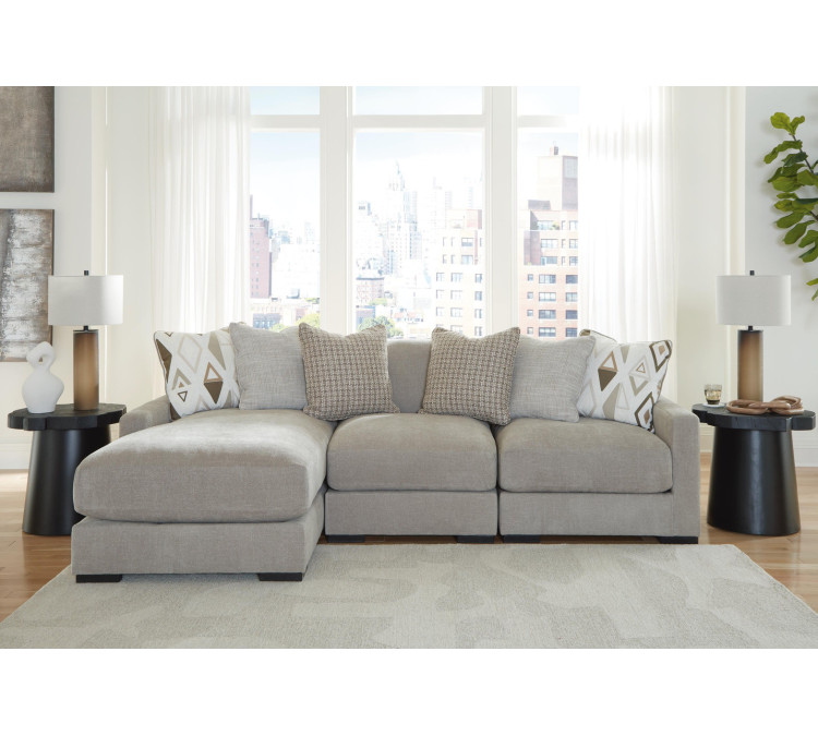Aslan Court 3-Piece Sofa Sectional with Chaise - Flax