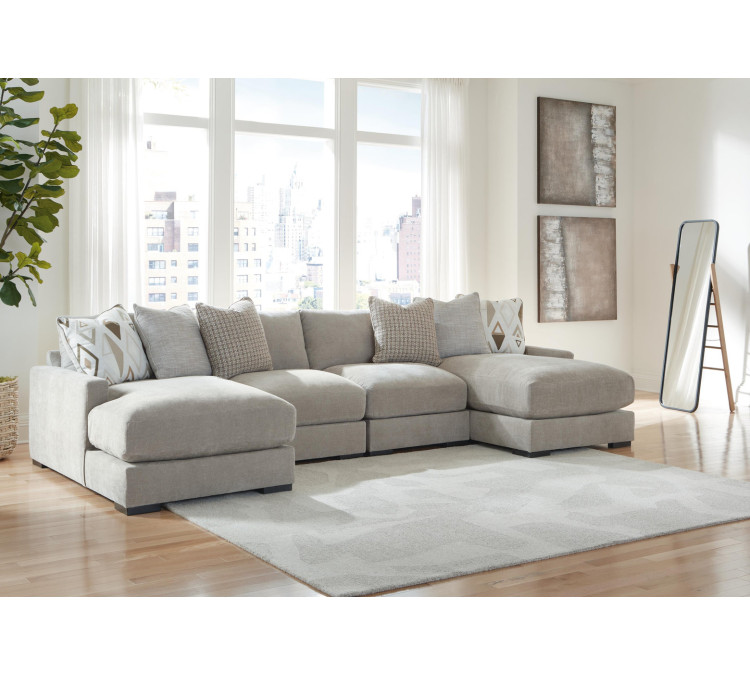 Aslan Court 4-Piece Sofa Pit Sectional - Flax
