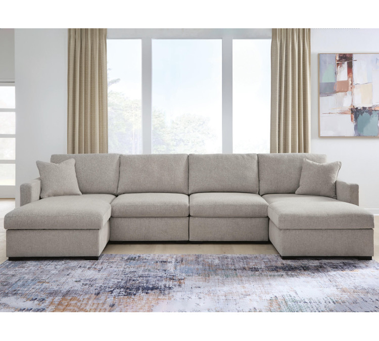 ModMax Luxe 4-Piece Double Chaise Sectional - Flint