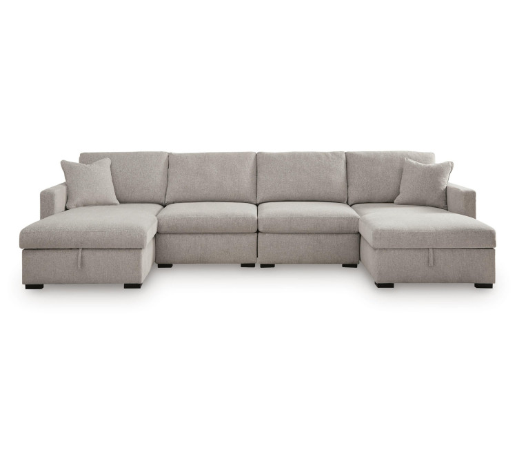 ModMax Luxe 4-Piece Double Storage Chaise Sectional - Flint