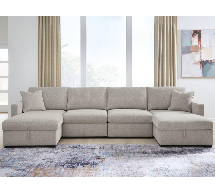 ModMax Luxe 4-Piece Double Storage Chaise Sectional - Flint