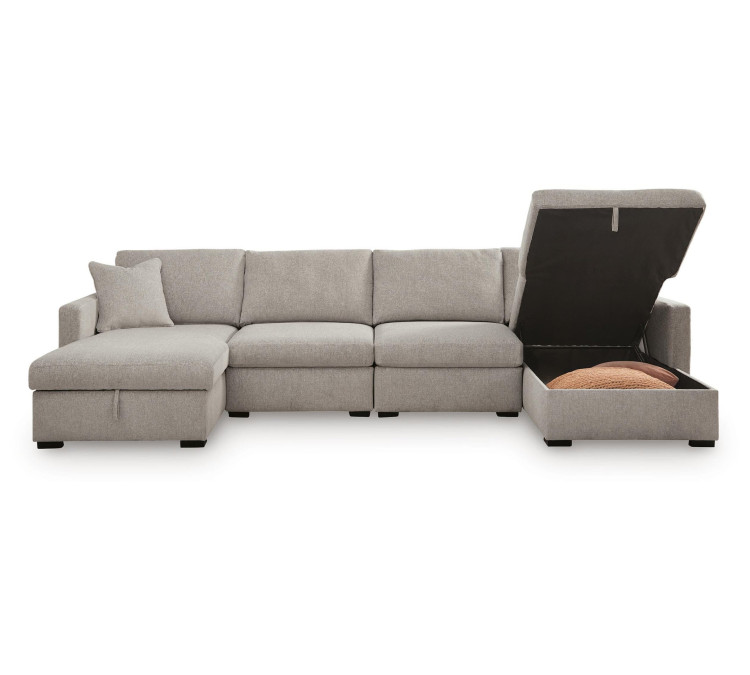ModMax Luxe 4-Piece Double Storage Chaise Sectional - Flint