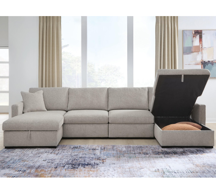 ModMax Luxe 4-Piece Double Storage Chaise Sectional - Flint