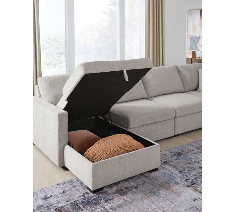 ModMax Luxe 4-Piece Double Storage Chaise Sectional - Flint