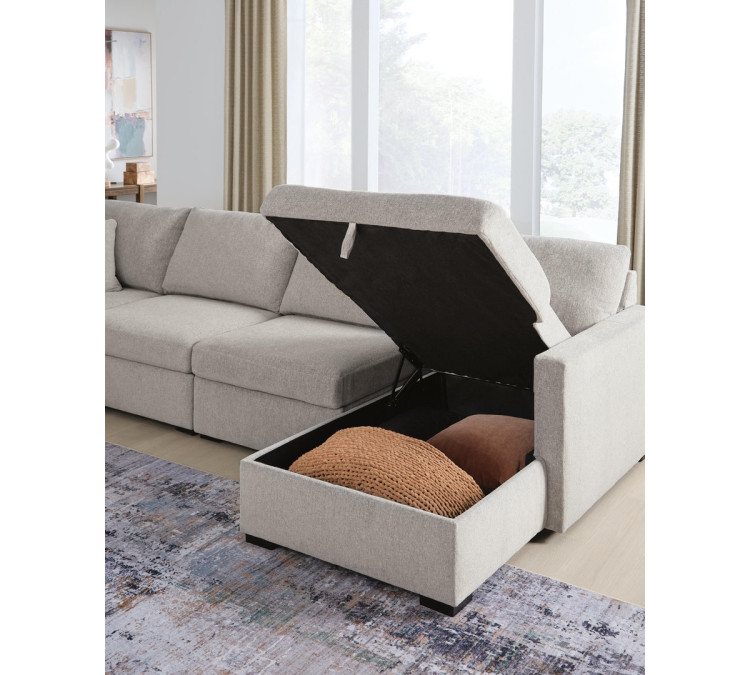 ModMax Luxe 4-Piece Double Storage Chaise Sectional - Flint