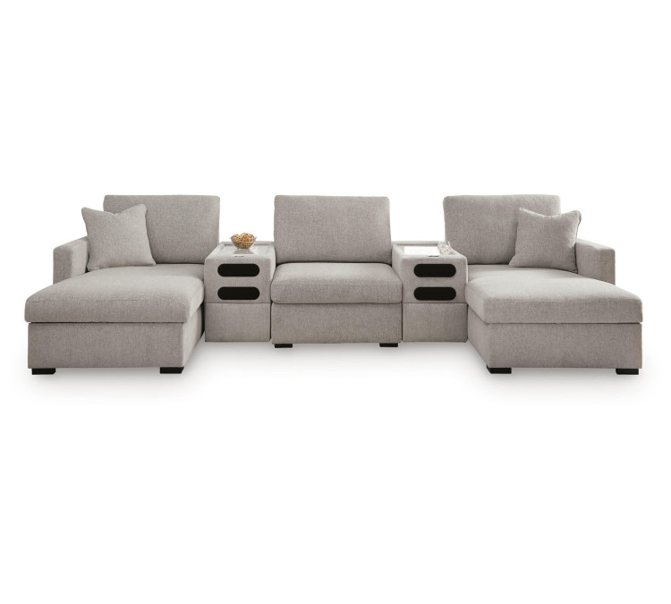 ModMax Luxe 5-Piece Double Chaise Sectional with Audio Consoles - Flint