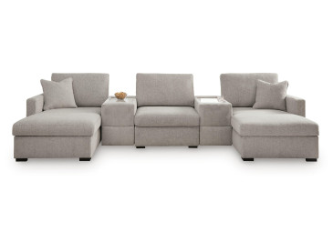 ModMax Luxe 5-Piece Double Chaise Sectional with Storage Consoles - Flint