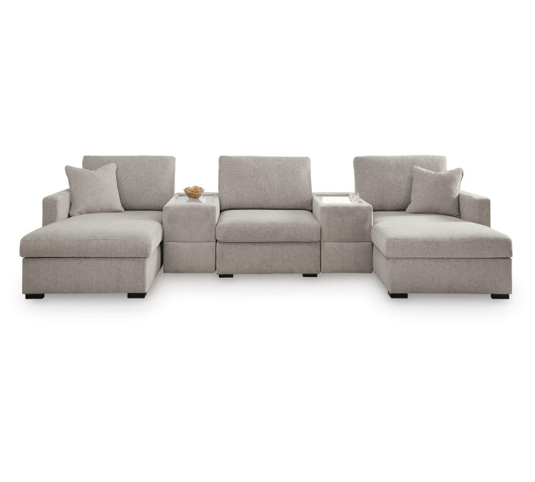 ModMax Luxe 5-Piece Double Chaise Sectional with Storage Consoles - Flint