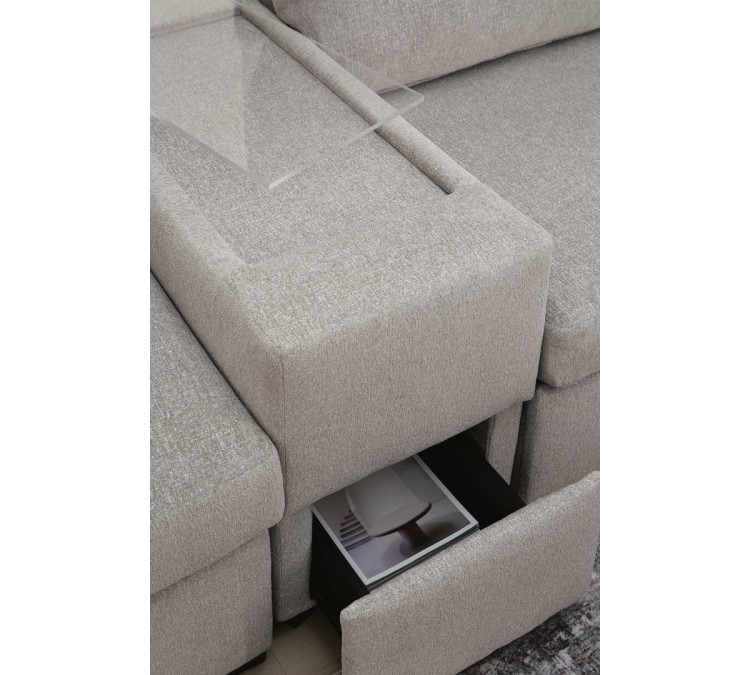 ModMax Luxe 5-Piece Double Chaise Sectional with Storage Consoles - Flint