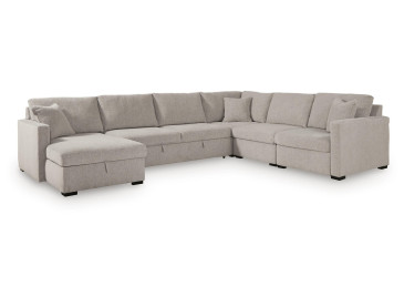 ModMax Luxe 5-Piece Sectional with Storage Chaise and Pop Up Sleeper - Flint