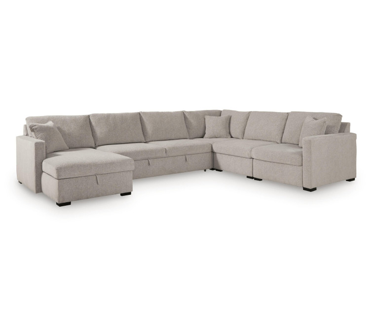 ModMax Luxe 5-Piece Sectional with Storage Chaise and Pop Up Sleeper - Flint