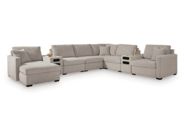 ModMax Luxe 8-Piece Sectional with Chaise and Audio Consoles - Flint