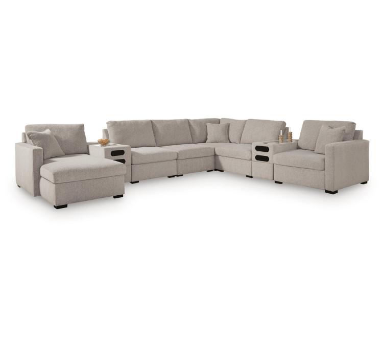 ModMax Luxe 8-Piece Sectional with Chaise and Audio Consoles - Flint