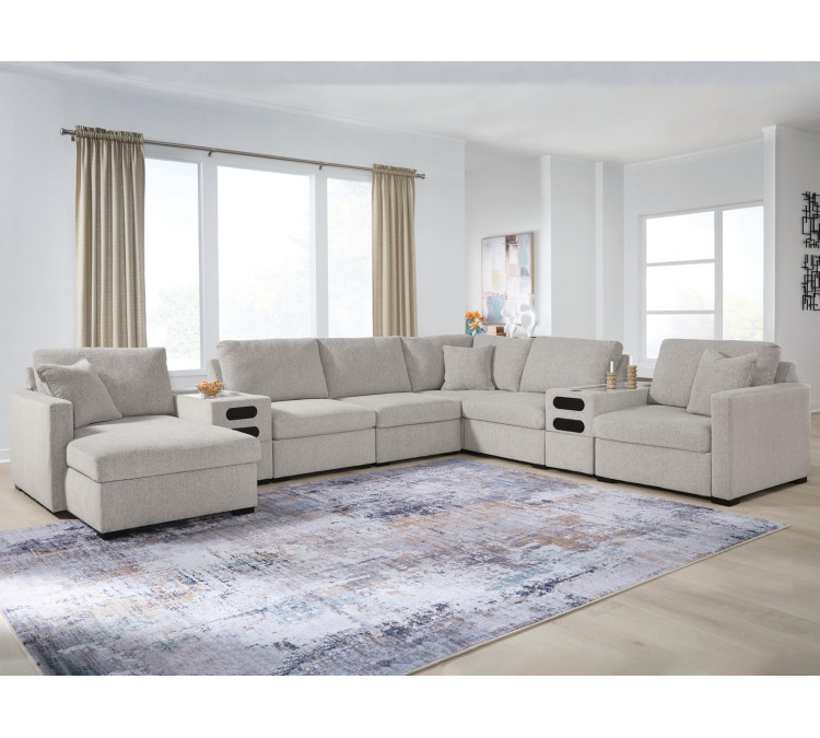 ModMax Luxe 8-Piece Sectional with Chaise and Audio Consoles - Flint