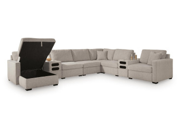 ModMax Luxe 8-Piece Sectional with Storage Chaise and Audio Consoles - Flint