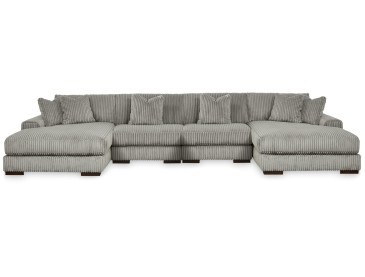 Lindyn 4-Piece Sectional with Double Chaise - Fog