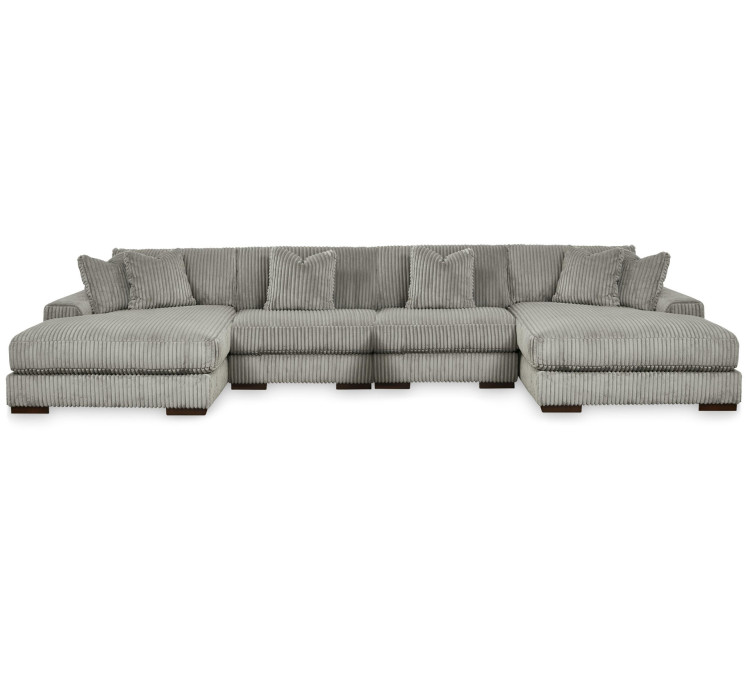 Lindyn 4-Piece Sectional with Double Chaise - Fog