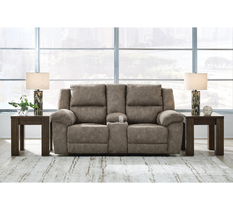 Laresview Reclining Loveseat with Console - Fossil