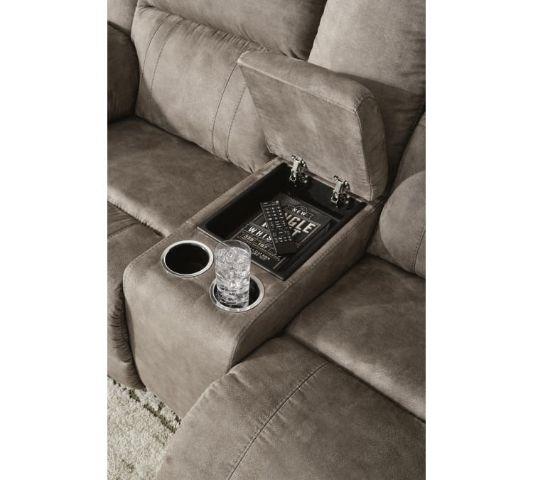 Laresview Reclining Loveseat with Console - Fossil