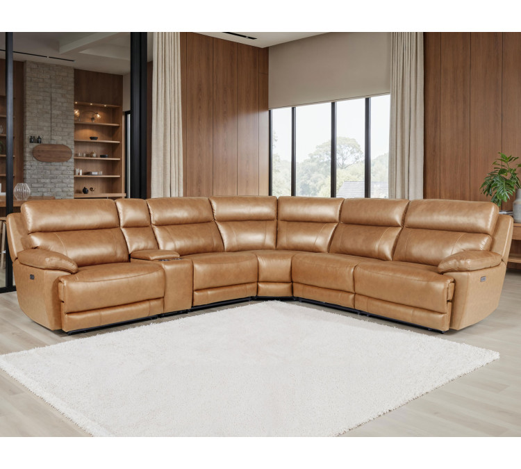 Gatlin Dual/Power Leather 6/Piece Modular Reclining Sectional