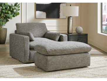 Dramatic Chair and Ottoman - Granite