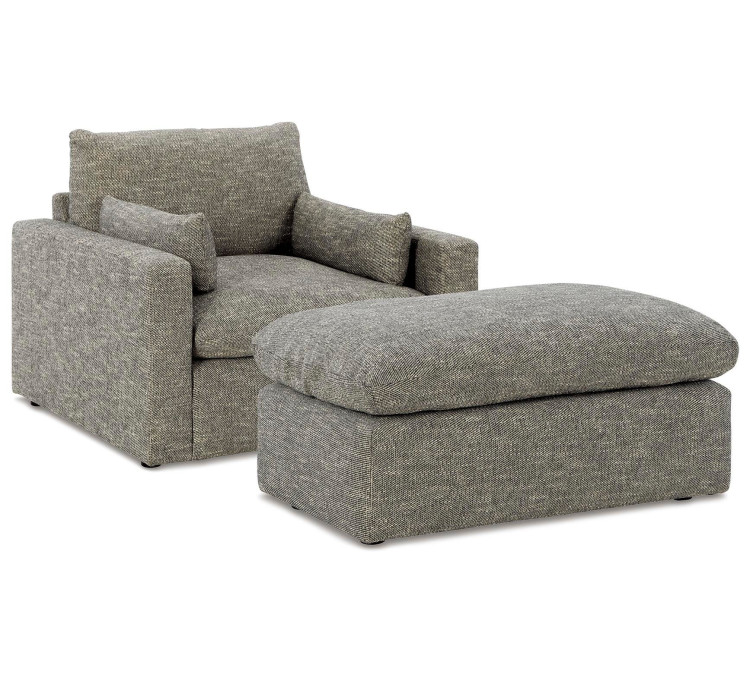 Dramatic Chair and Ottoman - Granite