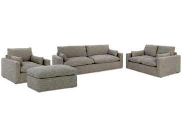 Dramatic Sofa, Loveseat, Chair and Ottoman - Granite