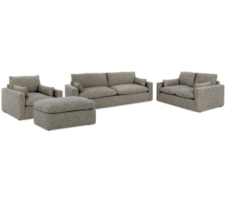 Dramatic Sofa, Loveseat, Chair and Ottoman - Granite