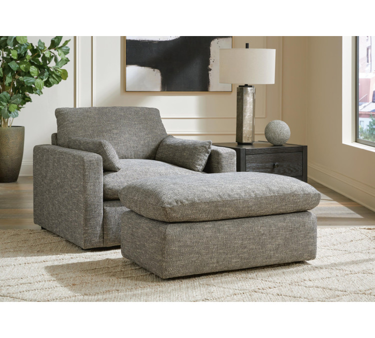 Dramatic Sofa, Loveseat, Chair and Ottoman - Granite