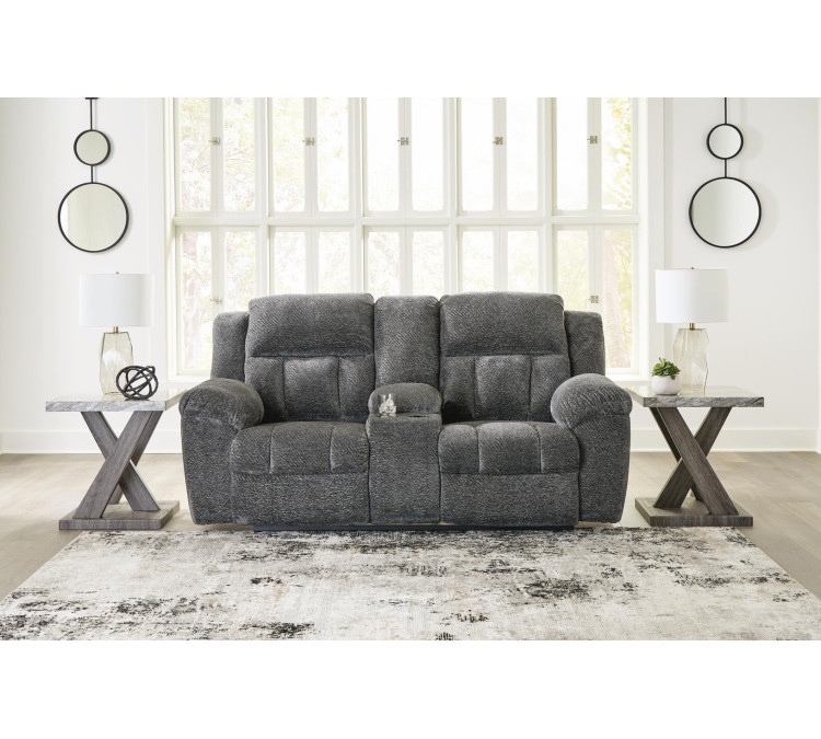 Frohn Reclining Loveseat with Console - Graphite