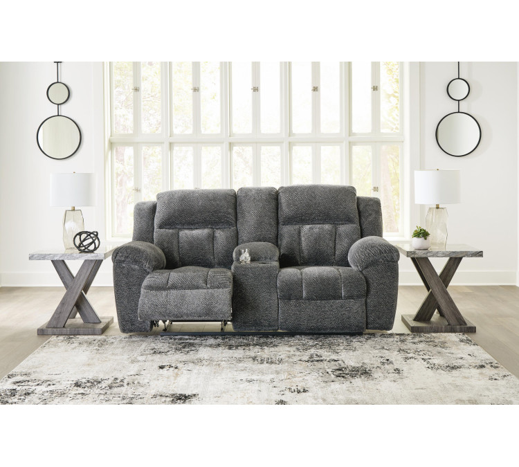Frohn Reclining Loveseat with Console - Graphite