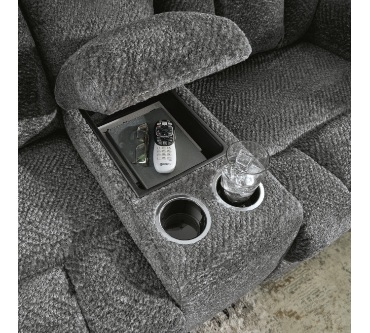 Frohn Reclining Loveseat with Console - Graphite