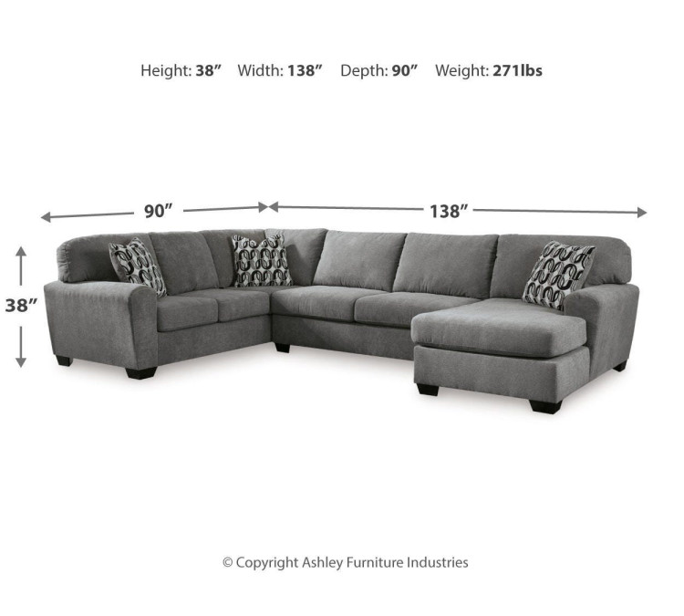 Birkdale Court 3-Piece Sectional with Chaise - Gray