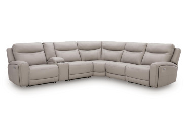 Gravier 6-Piece Power Reclining Sectional with Storage Console - Gray