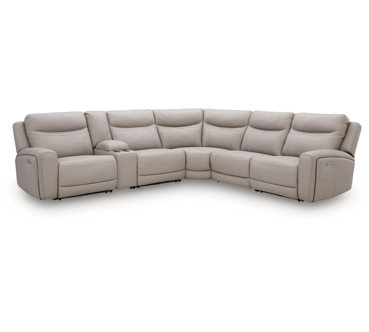 Gravier 6-Piece Power Reclining Sectional with Storage Console - Gray