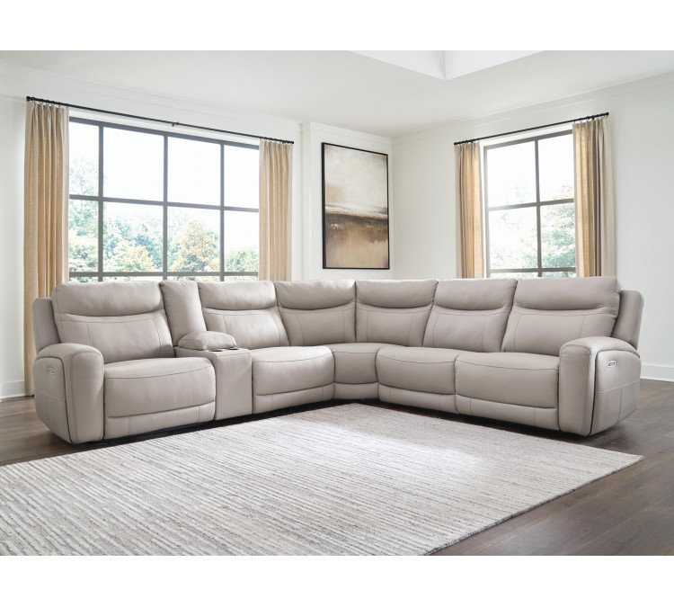 Gravier 6-Piece Power Reclining Sectional with Storage Console - Gray