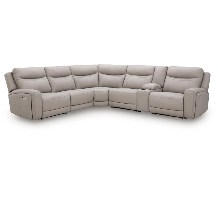 Gravier 6-Piece Power Reclining Sectional with Storage Console - Gray
