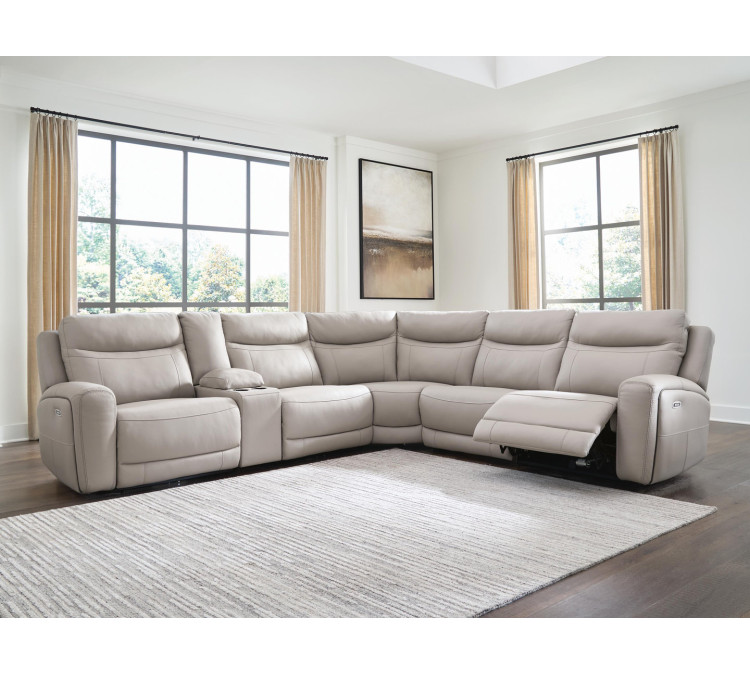 Gravier 6-Piece Power Reclining Sectional with Storage Console - Gray