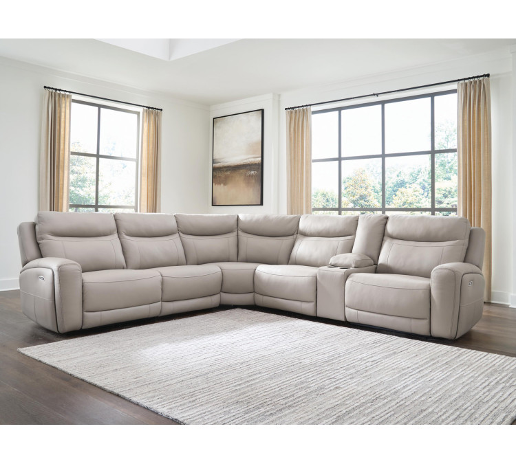 Gravier 6-Piece Power Reclining Sectional with Storage Console - Gray
