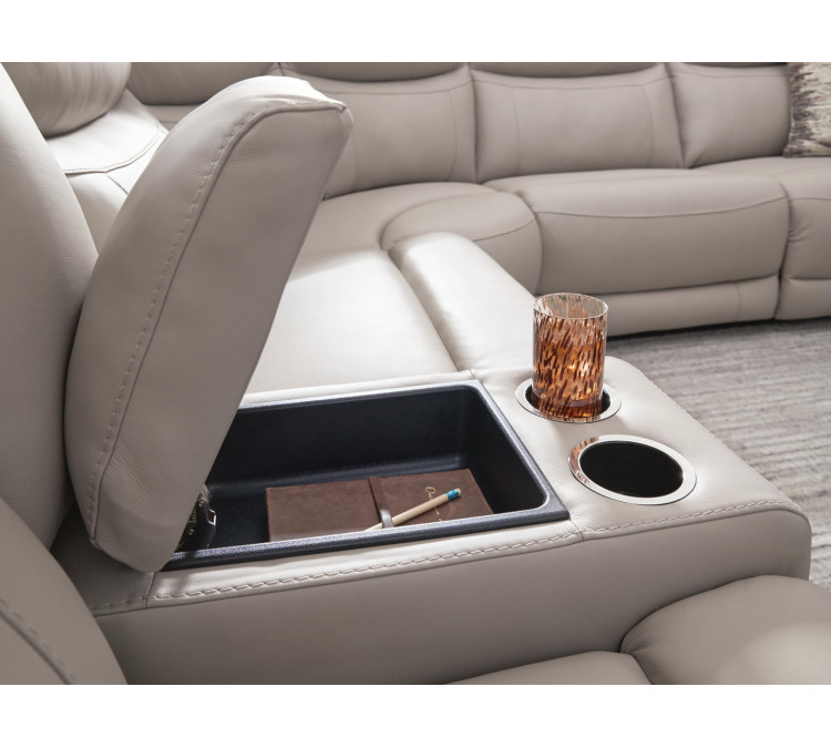Gravier 6-Piece Power Reclining Sectional with Storage Console - Gray