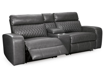 Samperstone 3-Piece Power Reclining Sectional Loveseat - Gray