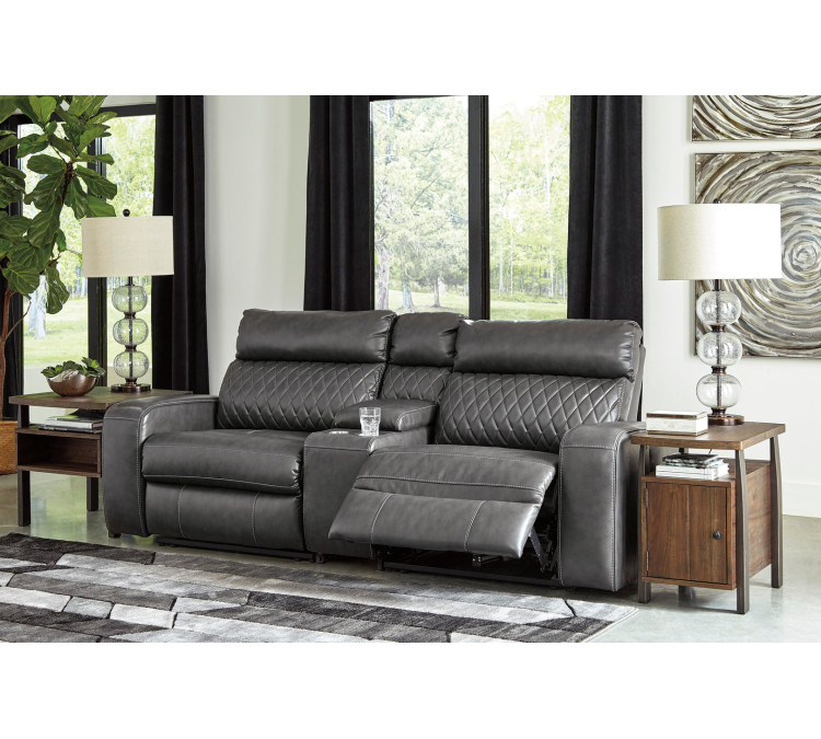 Samperstone 3-Piece Power Reclining Sectional Loveseat - Gray