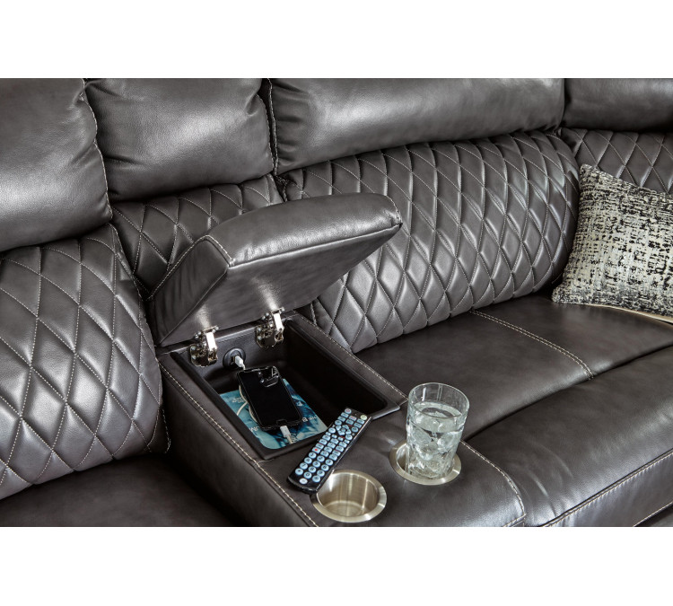 Samperstone 3-Piece Power Reclining Sectional Loveseat - Gray