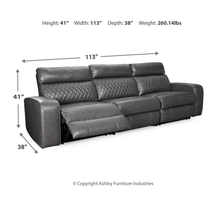 Samperstone 3-Piece Power Reclining Sectional Sofa - Gray