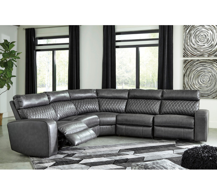 Samperstone 5-Piece Power Reclining Sectional - Gray