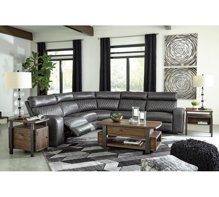 Samperstone 5-Piece Power Reclining Sectional - Gray