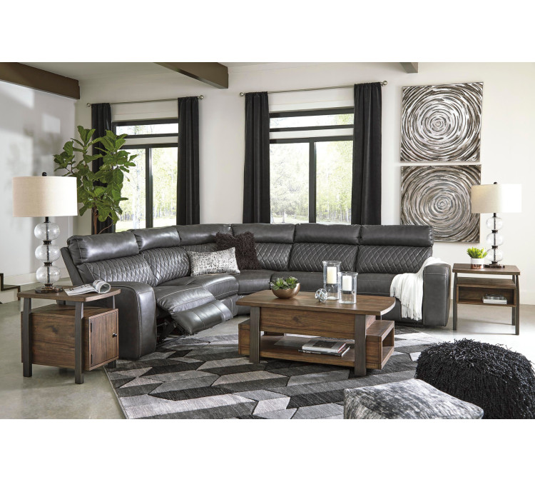 Samperstone 5-Piece Power Reclining Sectional - Gray