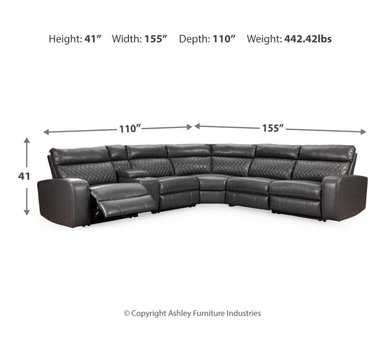Samperstone 6-Piece Power Reclining Sectional - Gray