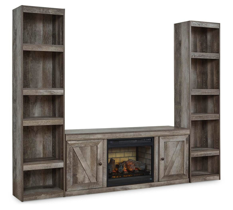 Wynnlow 3-Piece Entertainment Center with Electric Fireplace - Gray